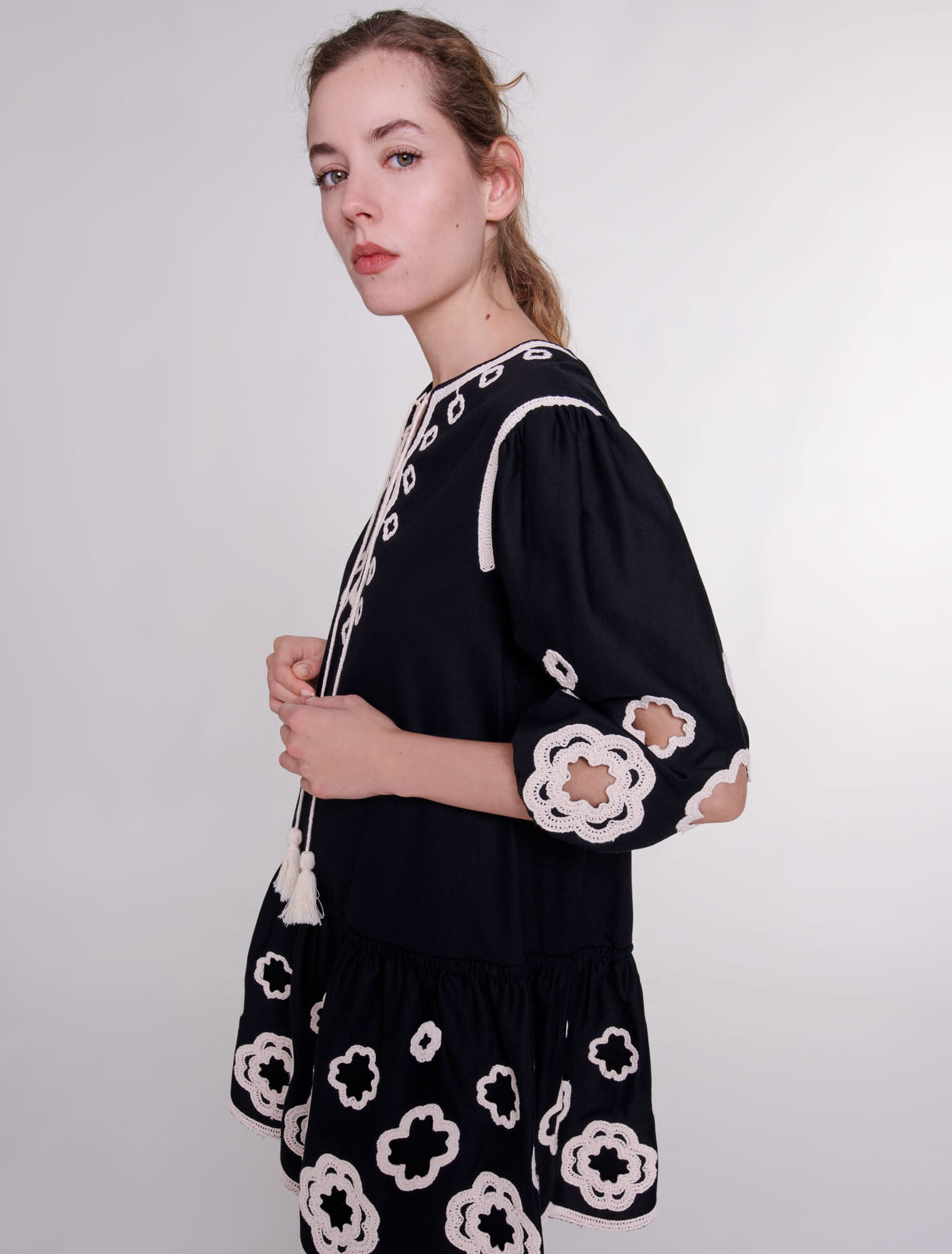 Short embroidered tunic dress
