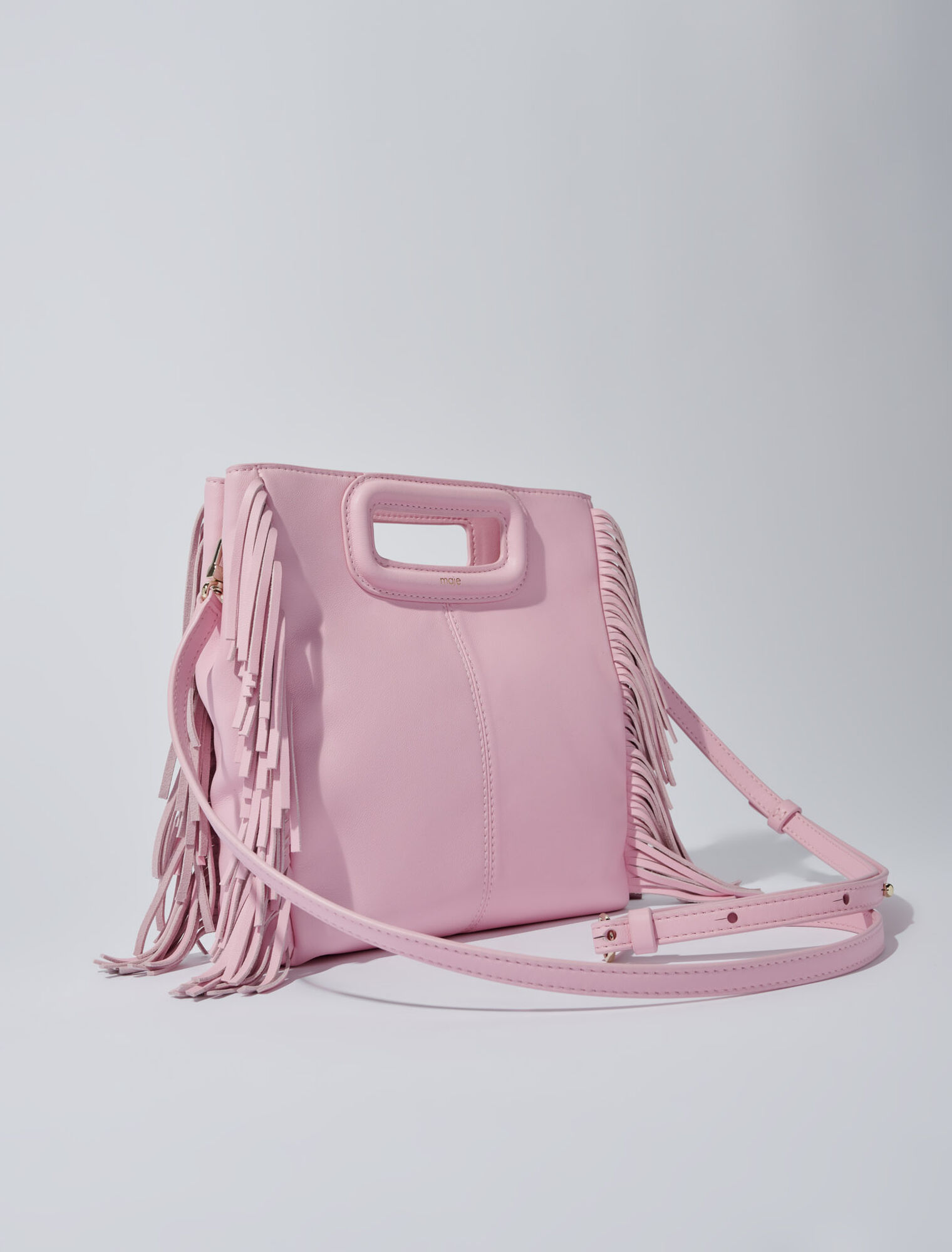 Smooth leather M bag with fringing