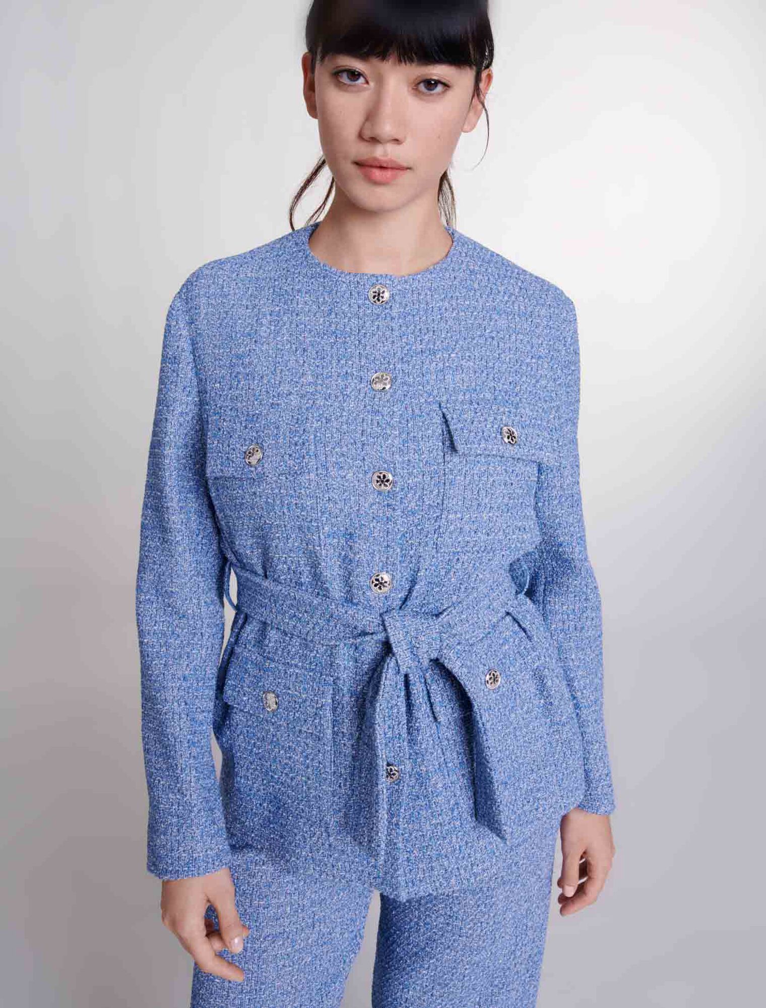 Belted tweed jacket