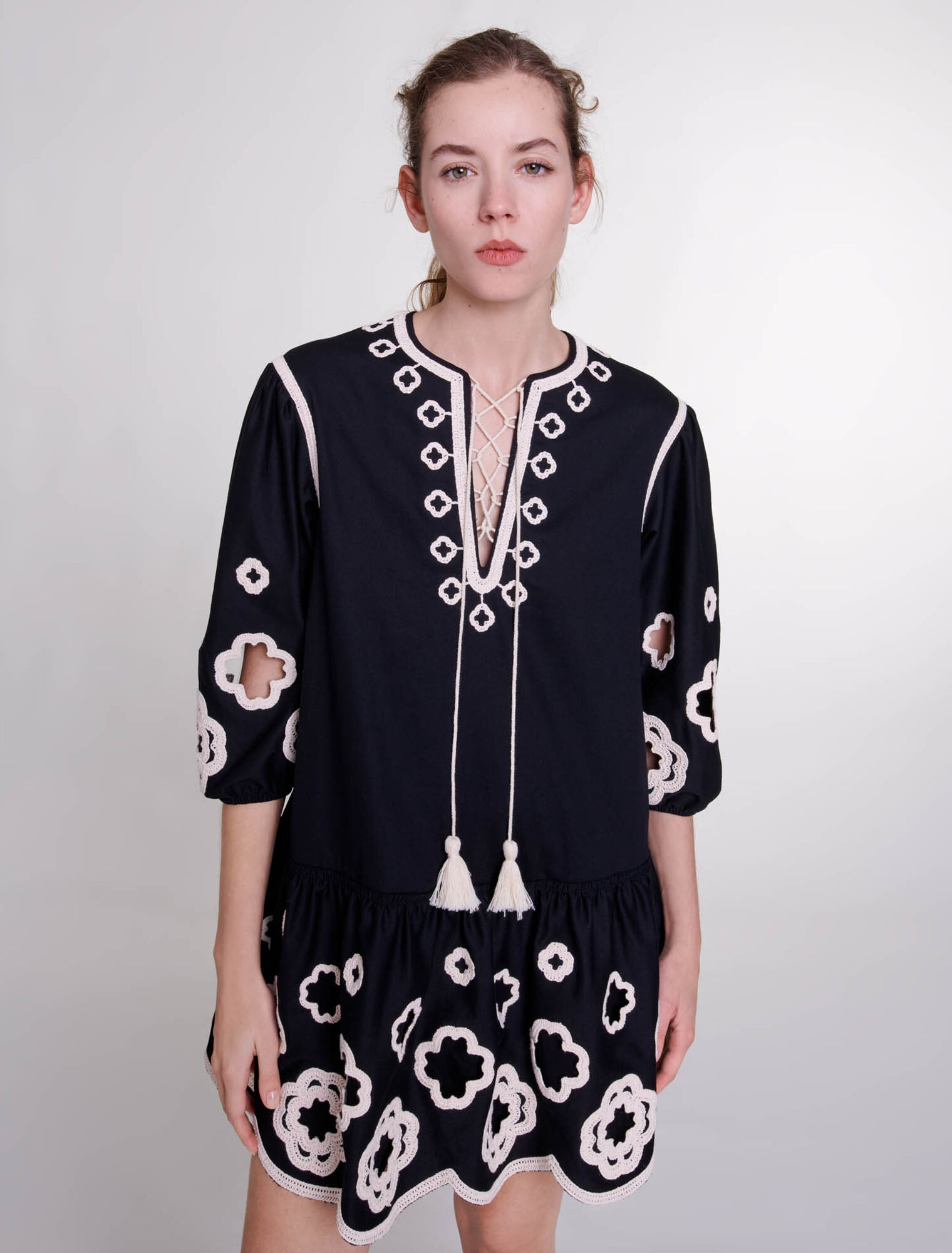 Short embroidered tunic dress