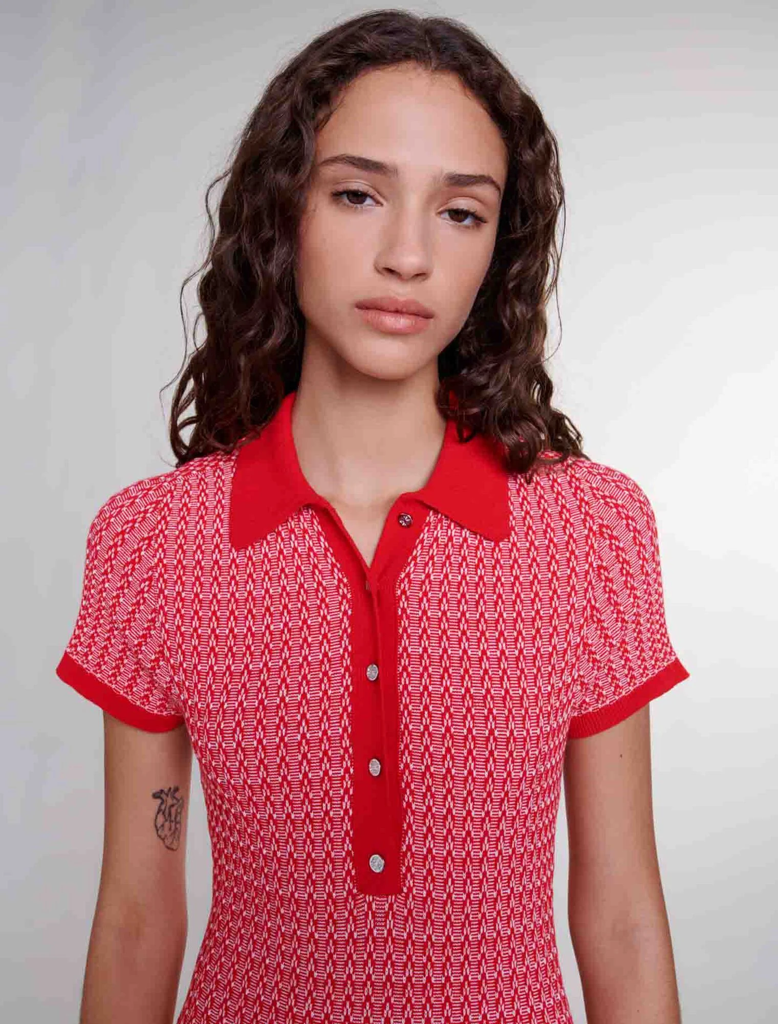 Herringbone knit maxi dress