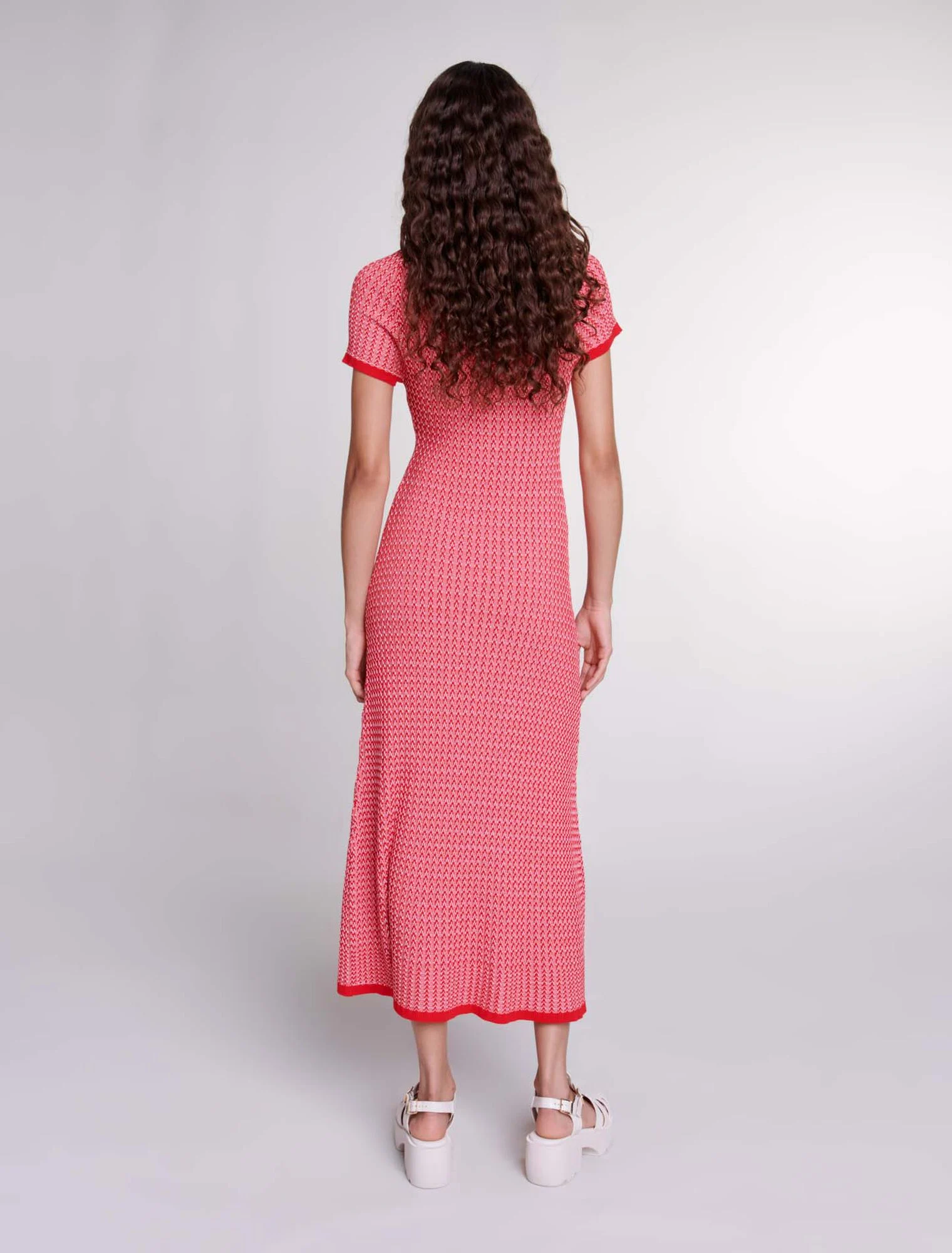 Herringbone knit maxi dress
