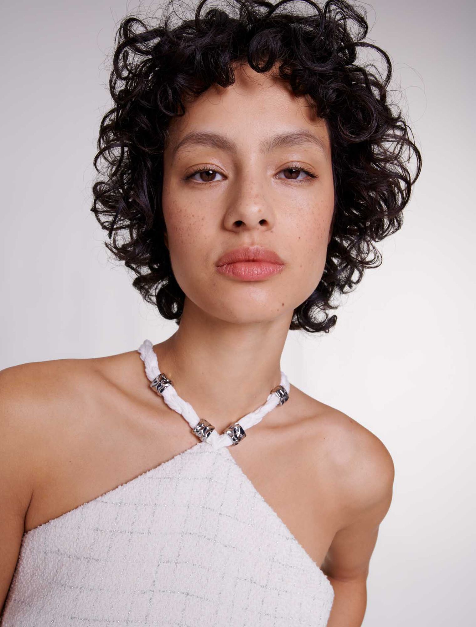 Short tweed tie dress