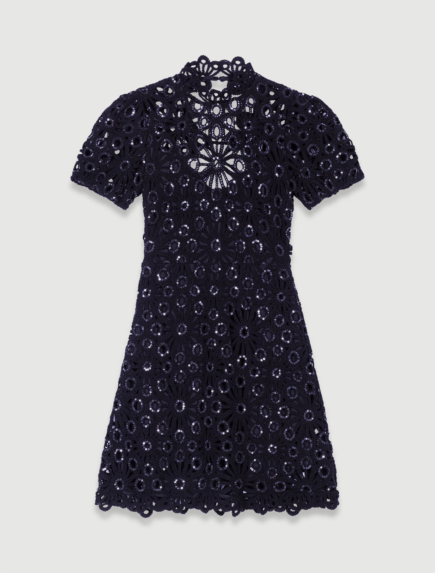 Crochet and sequin backless dress