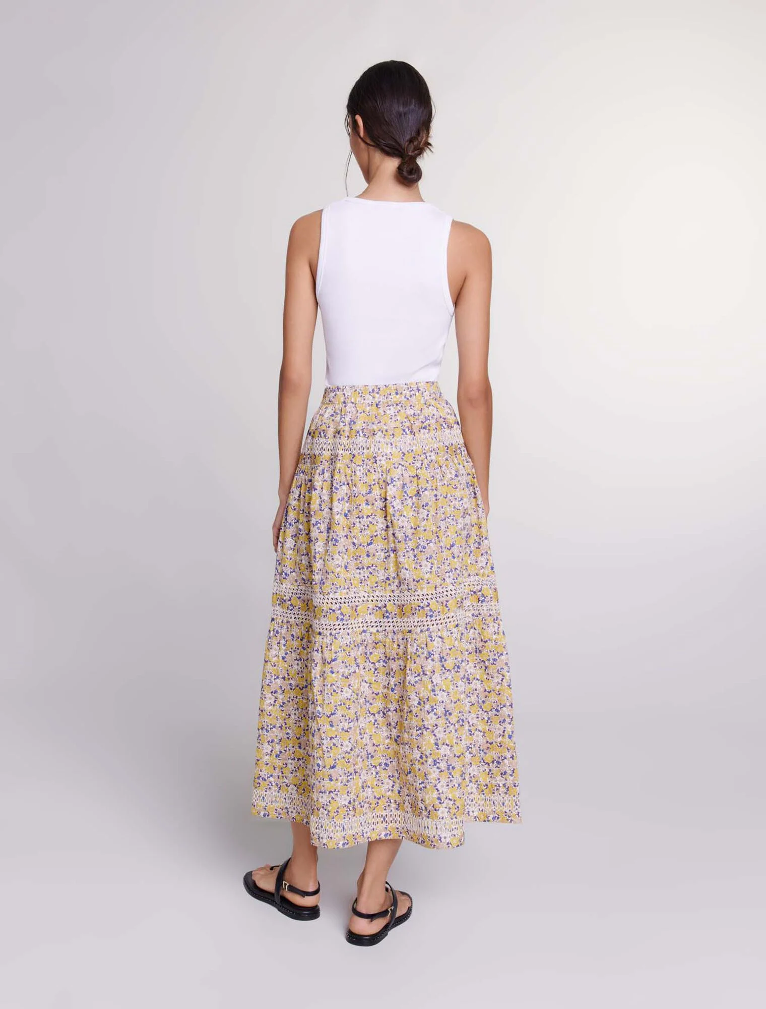 Long floral embroidered skirt