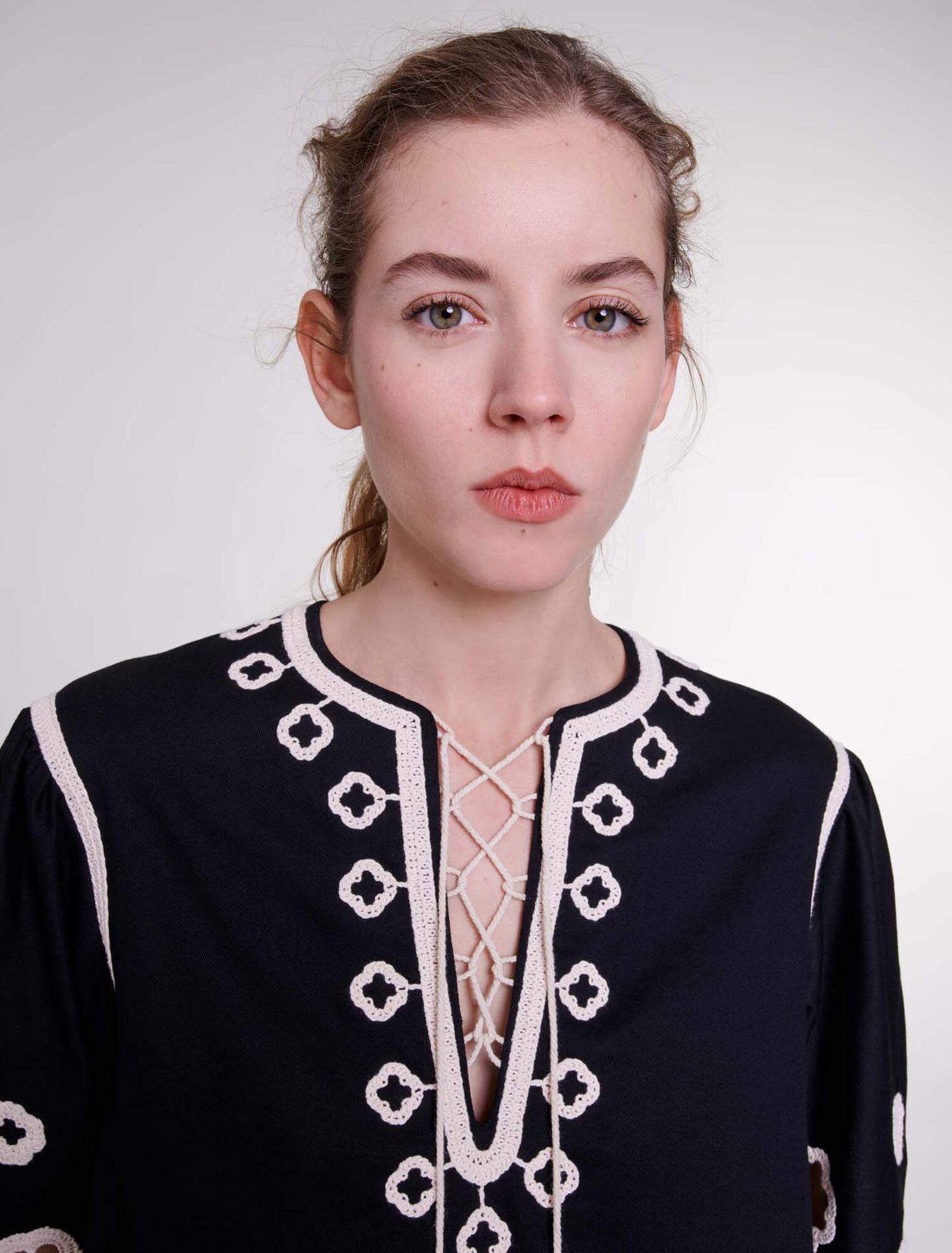 Short embroidered tunic dress