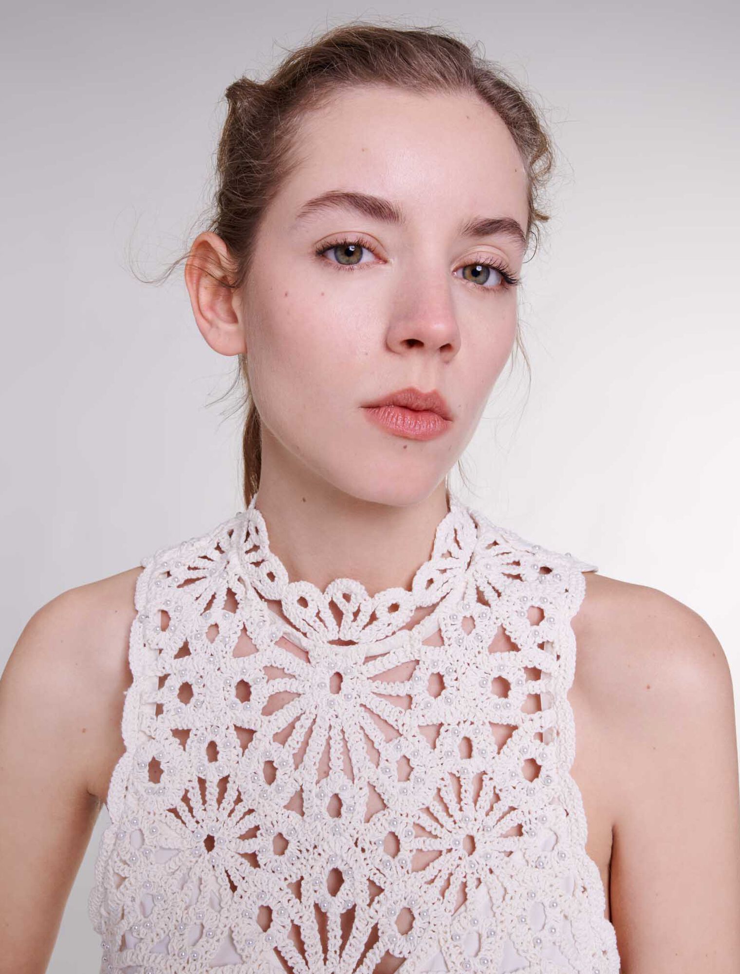 Beaded crochet maxi dress