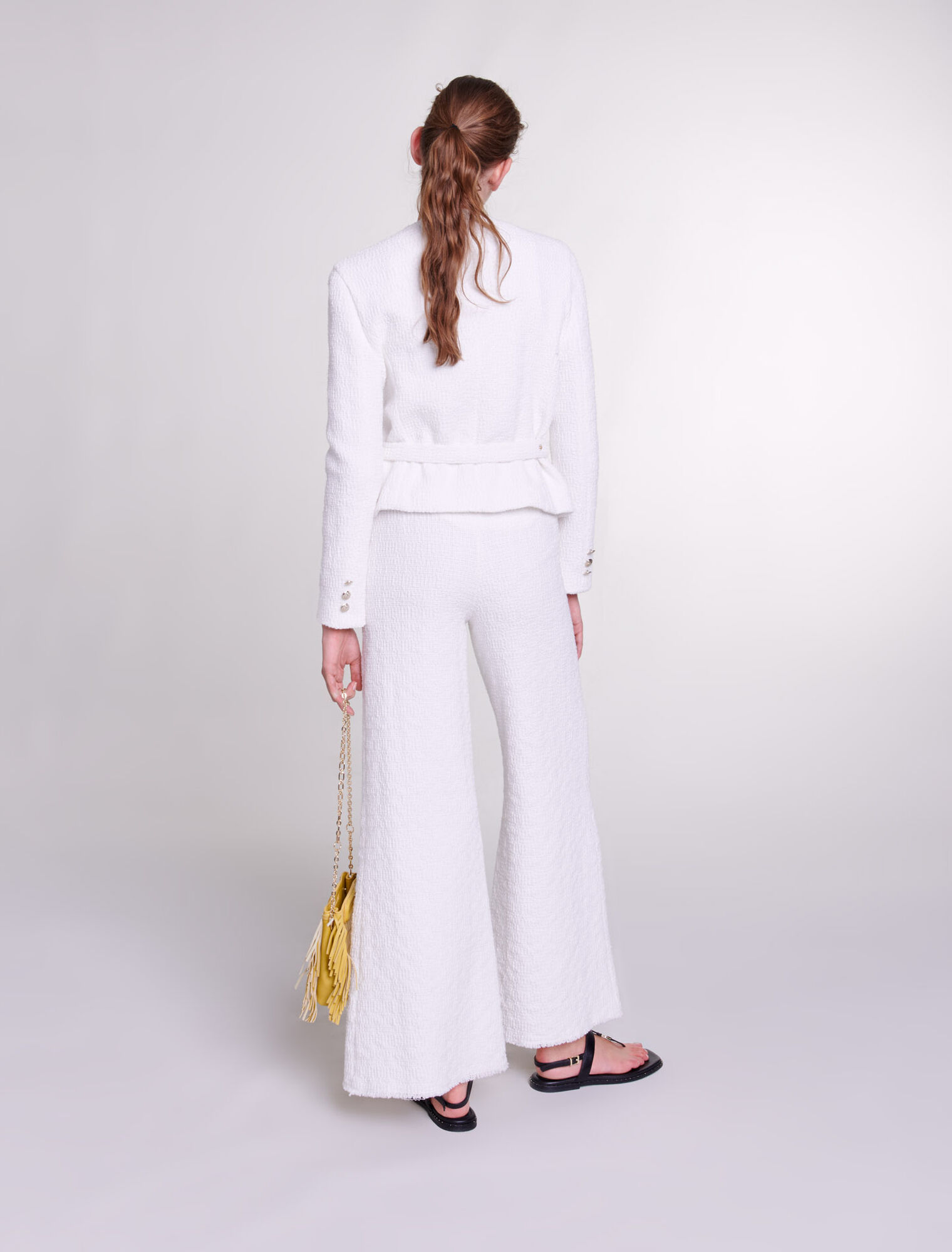 Wide-leg tweed trousers