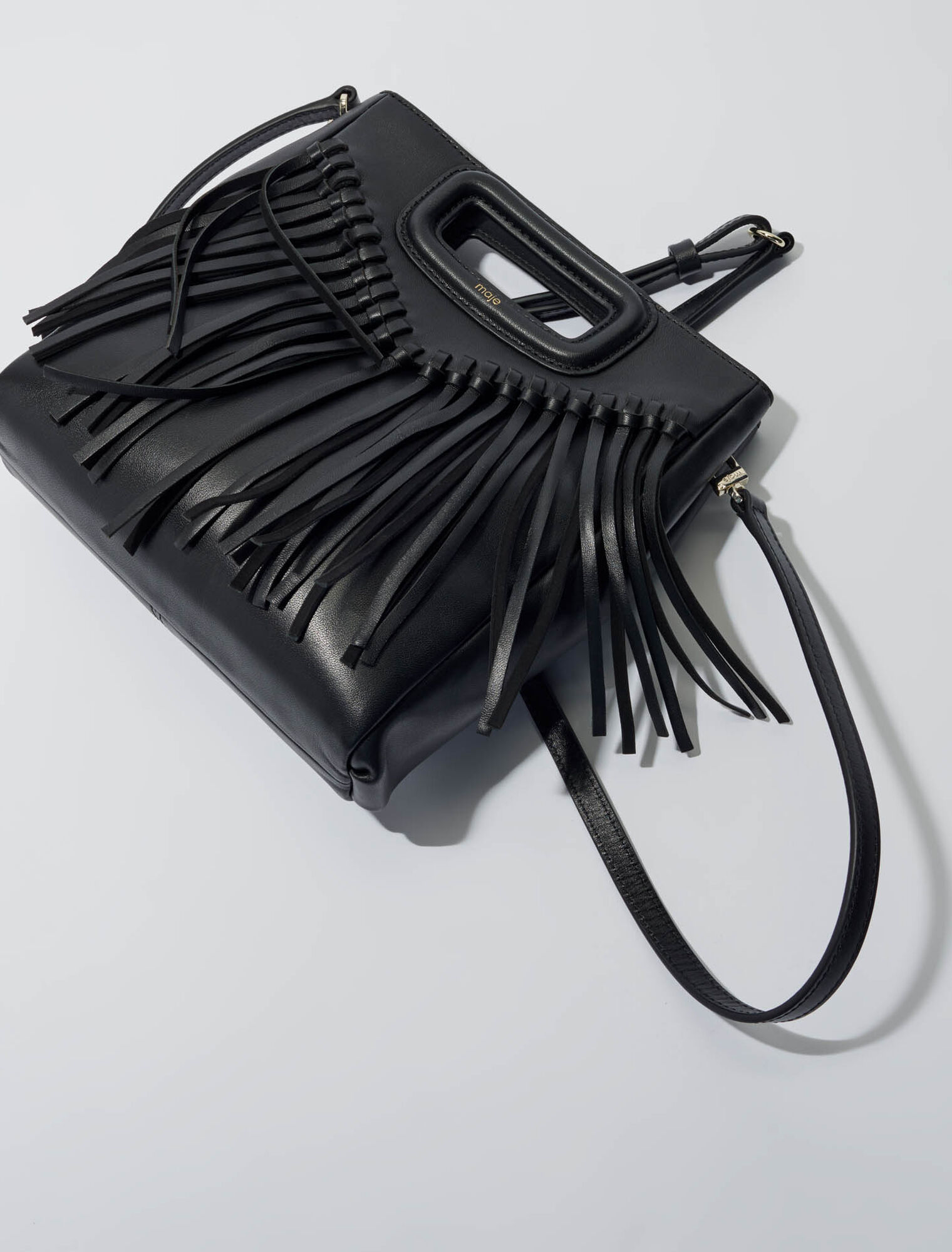 Fringed leather M bag