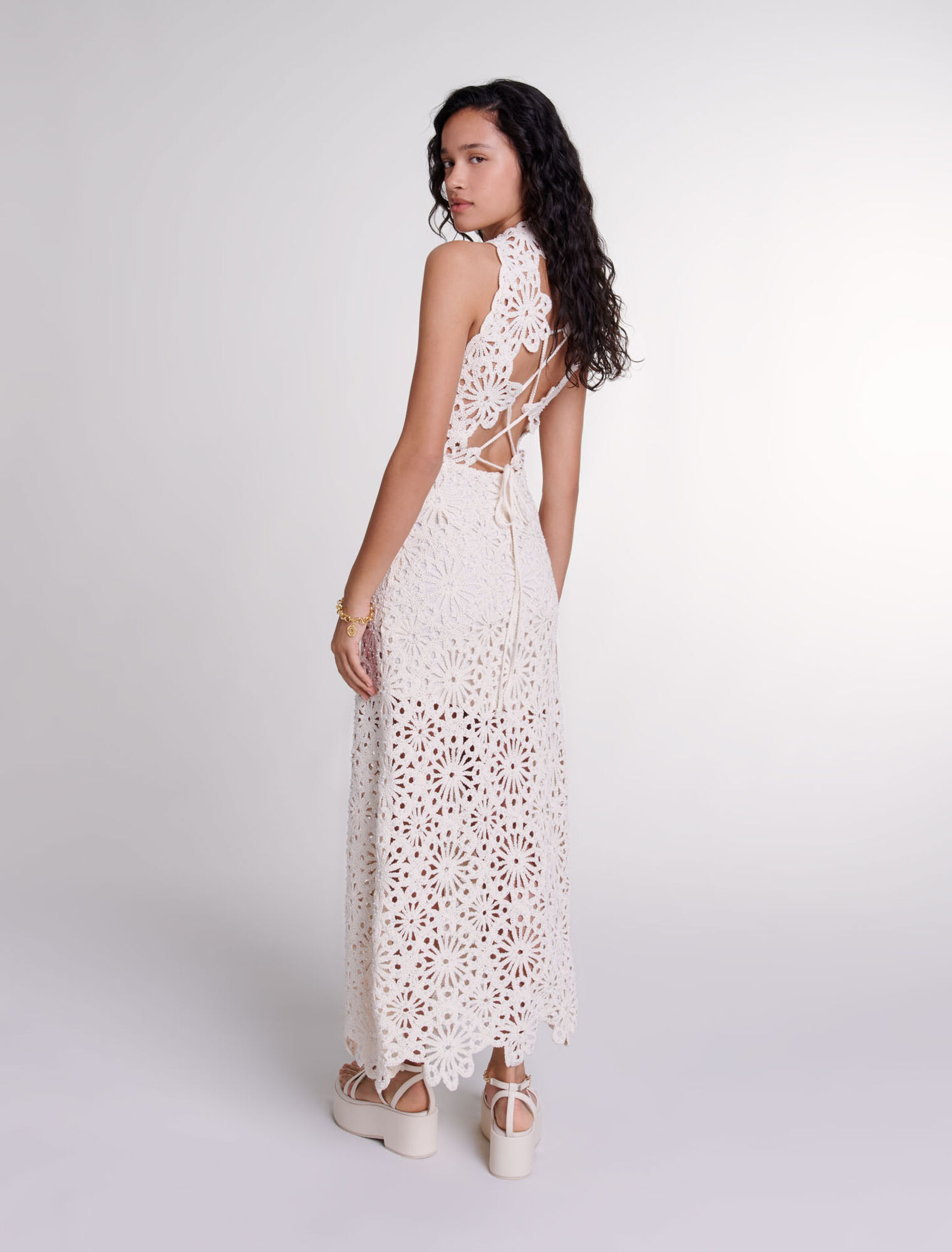 Beaded crochet maxi dress