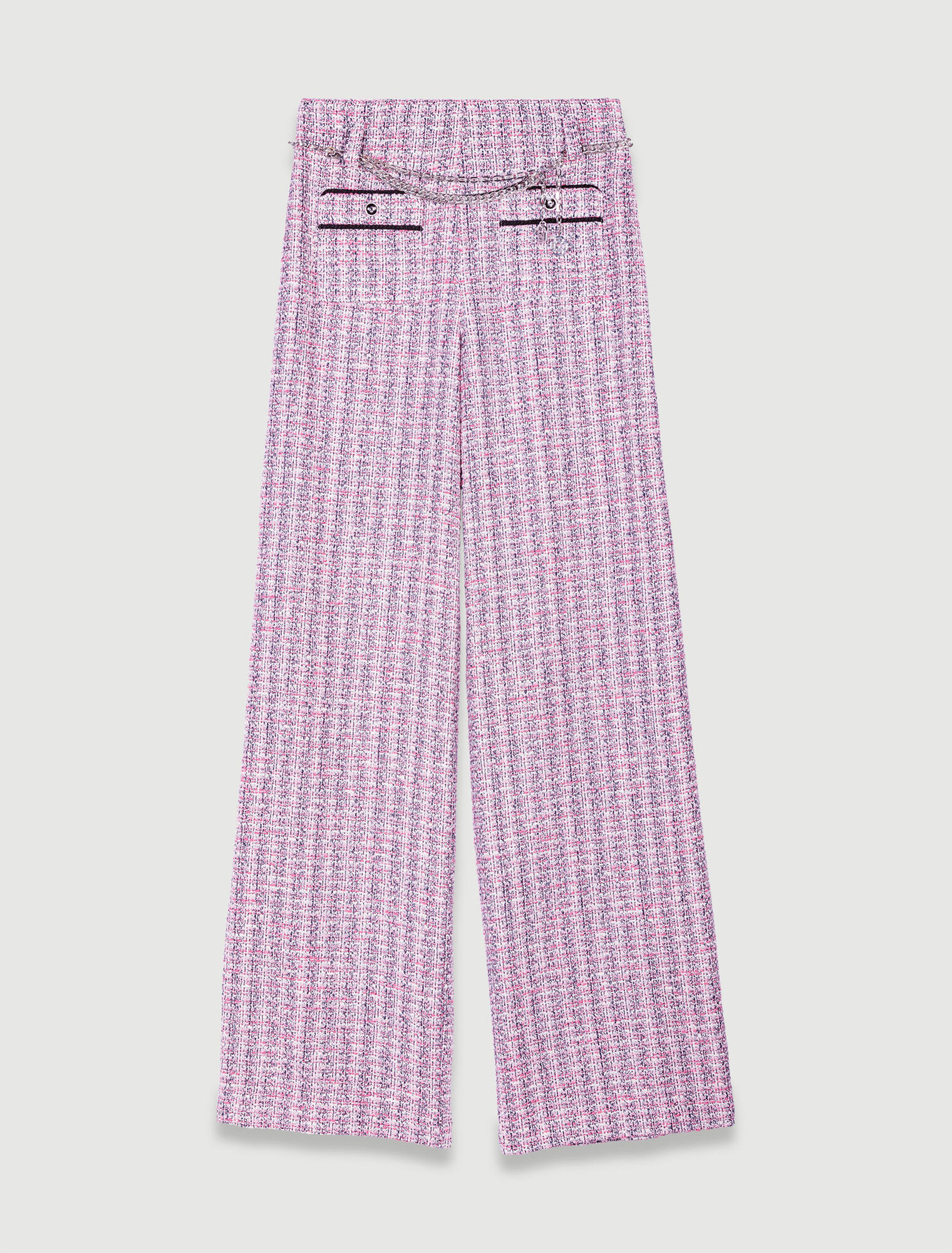 Wide-leg tweed trousers