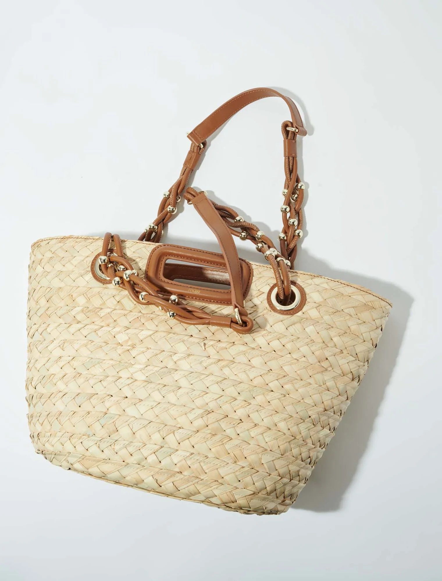 Woven raffia basket bag