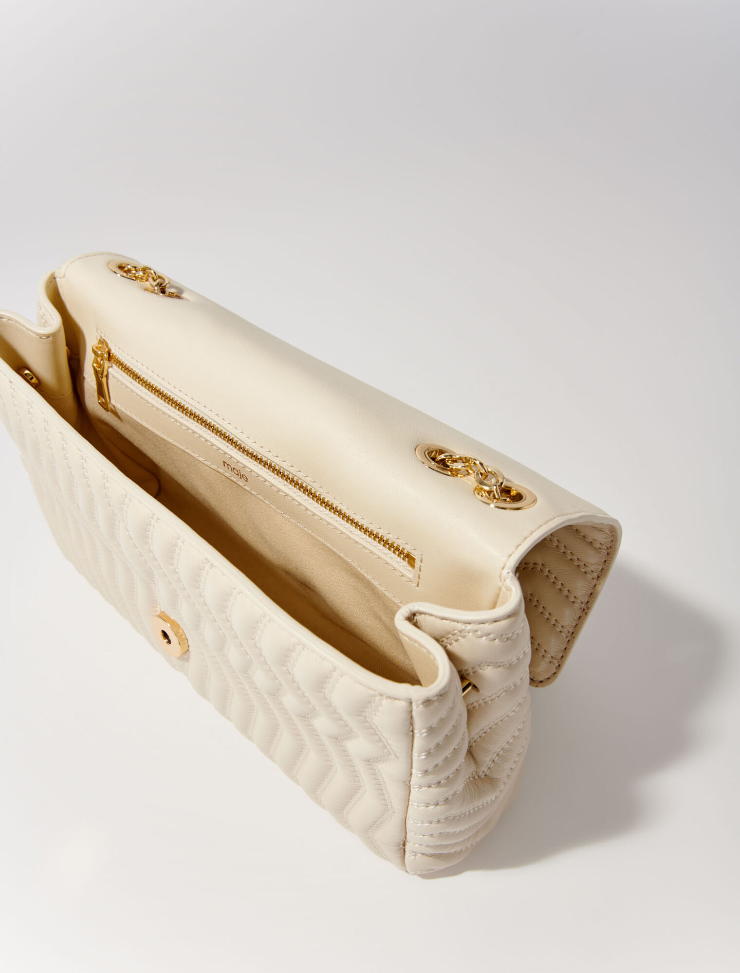 Leather bag with chain strap