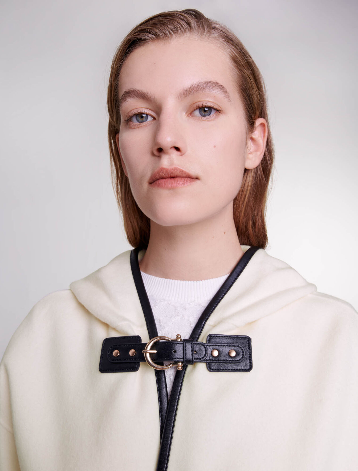 Cape-style wool coat