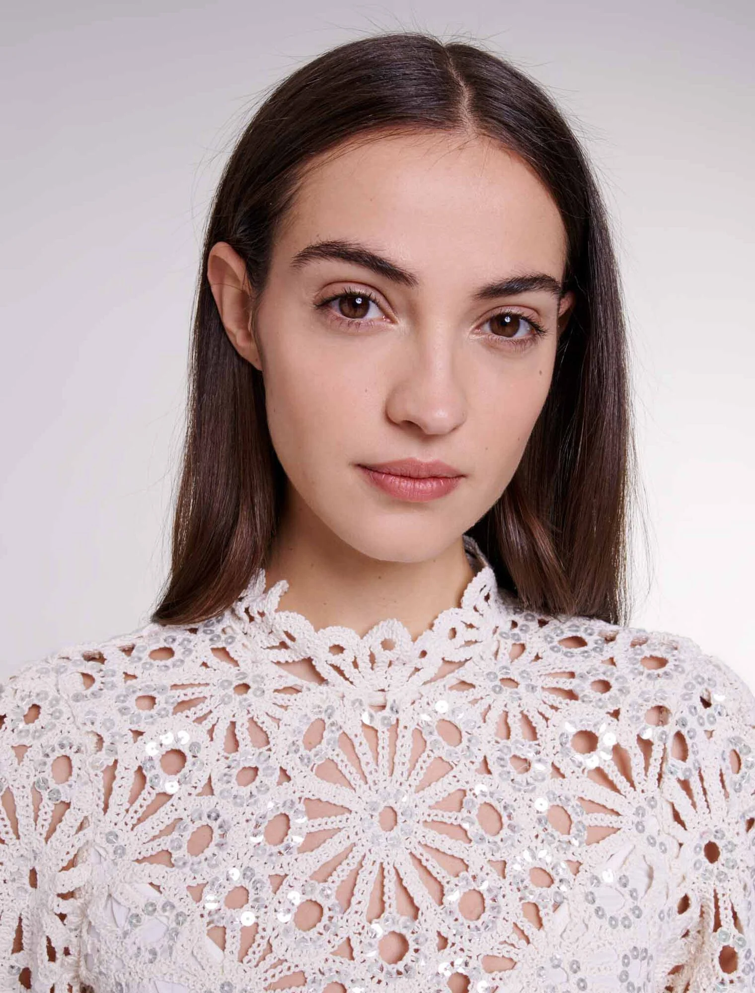 Crochet and sequin backless dress