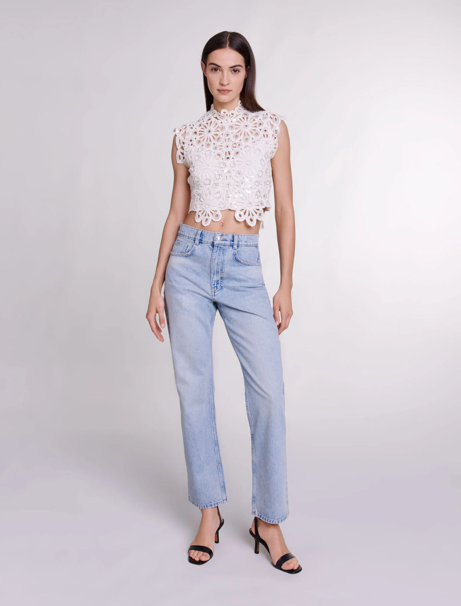 Crochet and sequin top