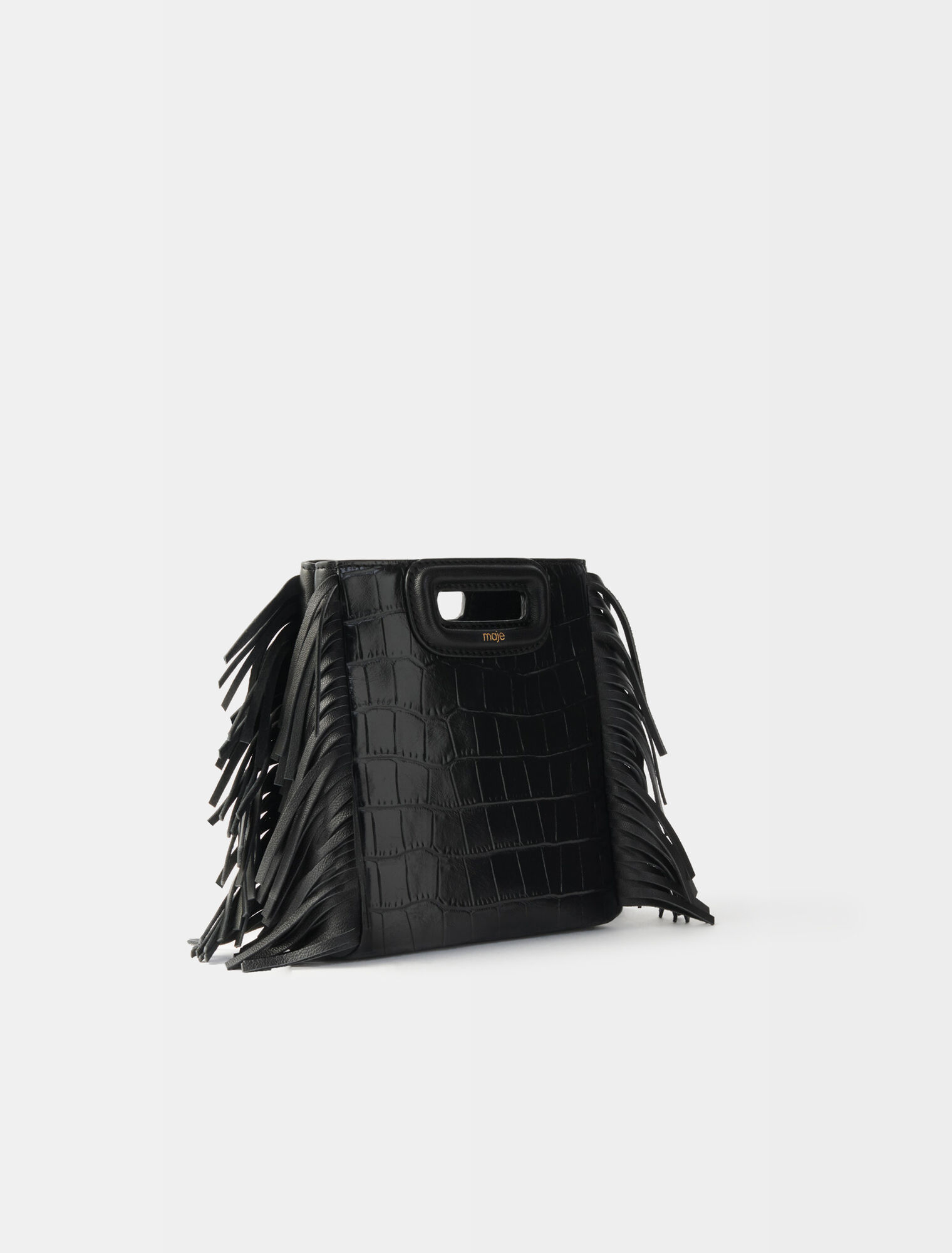 Mini embossed-leather M bag with chain