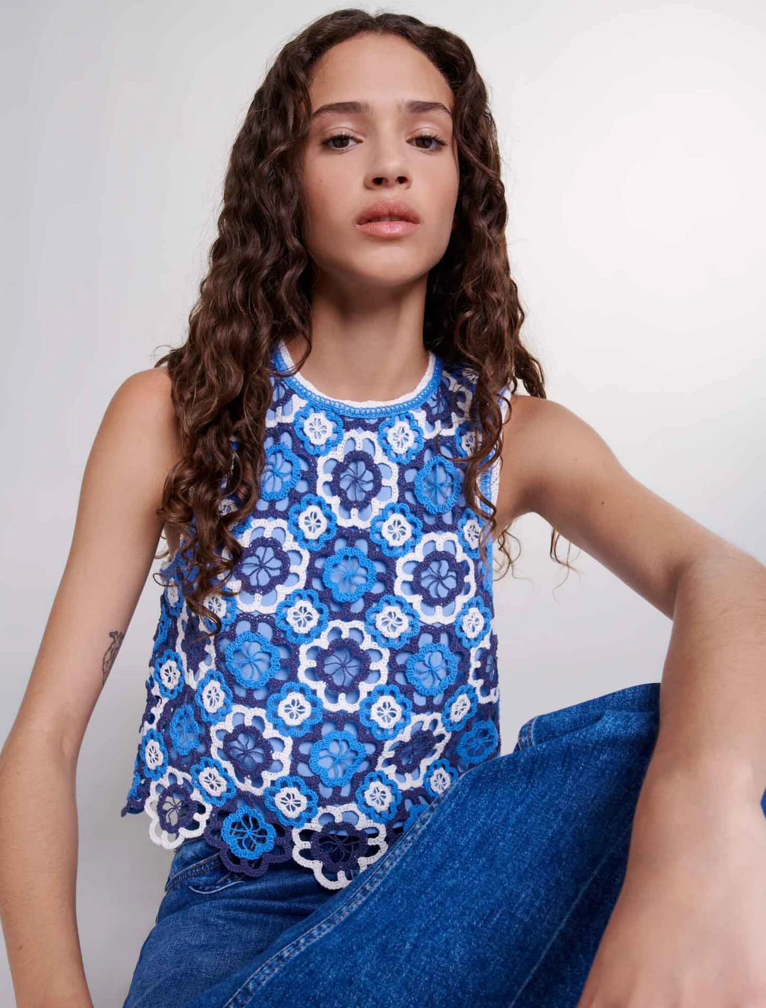 Three-tone crochet top