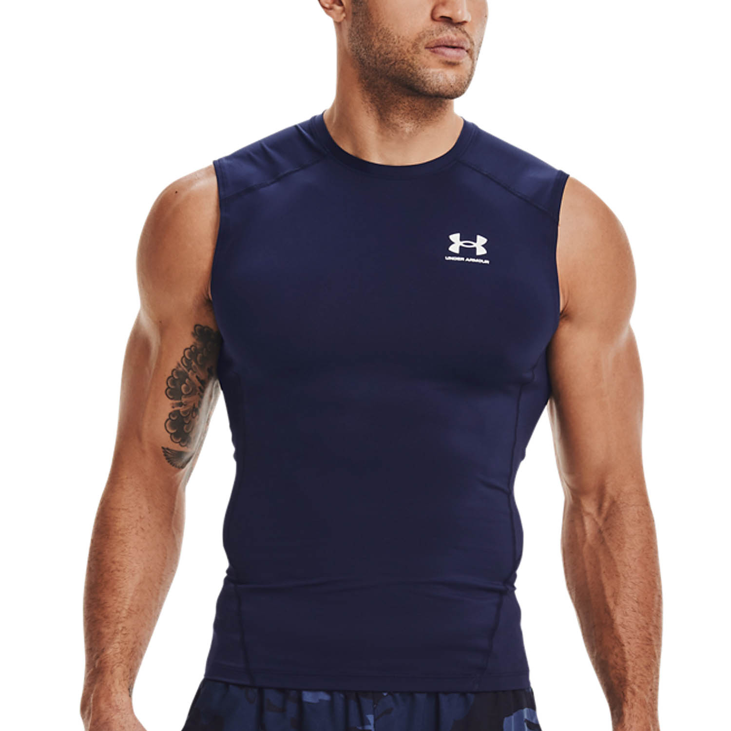 Under Armour HeatGear Compression Canotta Midnight Navy/White