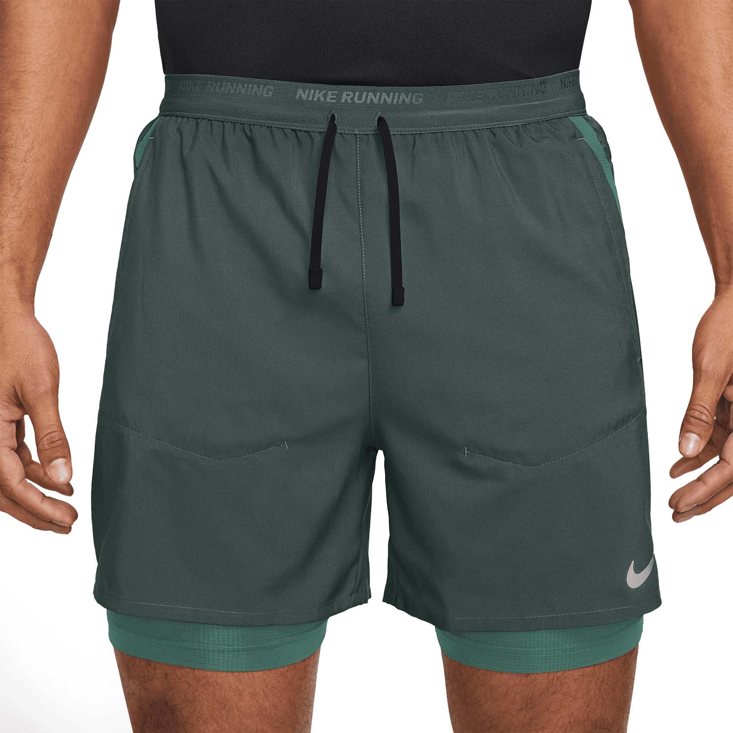 Nike Dri-FIT Stride Hybrid 2 in 1 5in Pantaloncini Vintage Green/Bicoastal/Reflective Silver