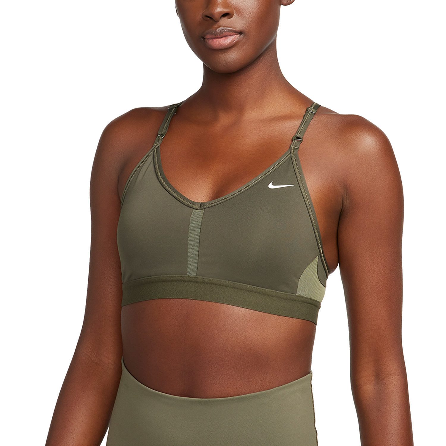 Nike Indy Reggiseno Sportivo Cargo Khaki/Medium Olive/White