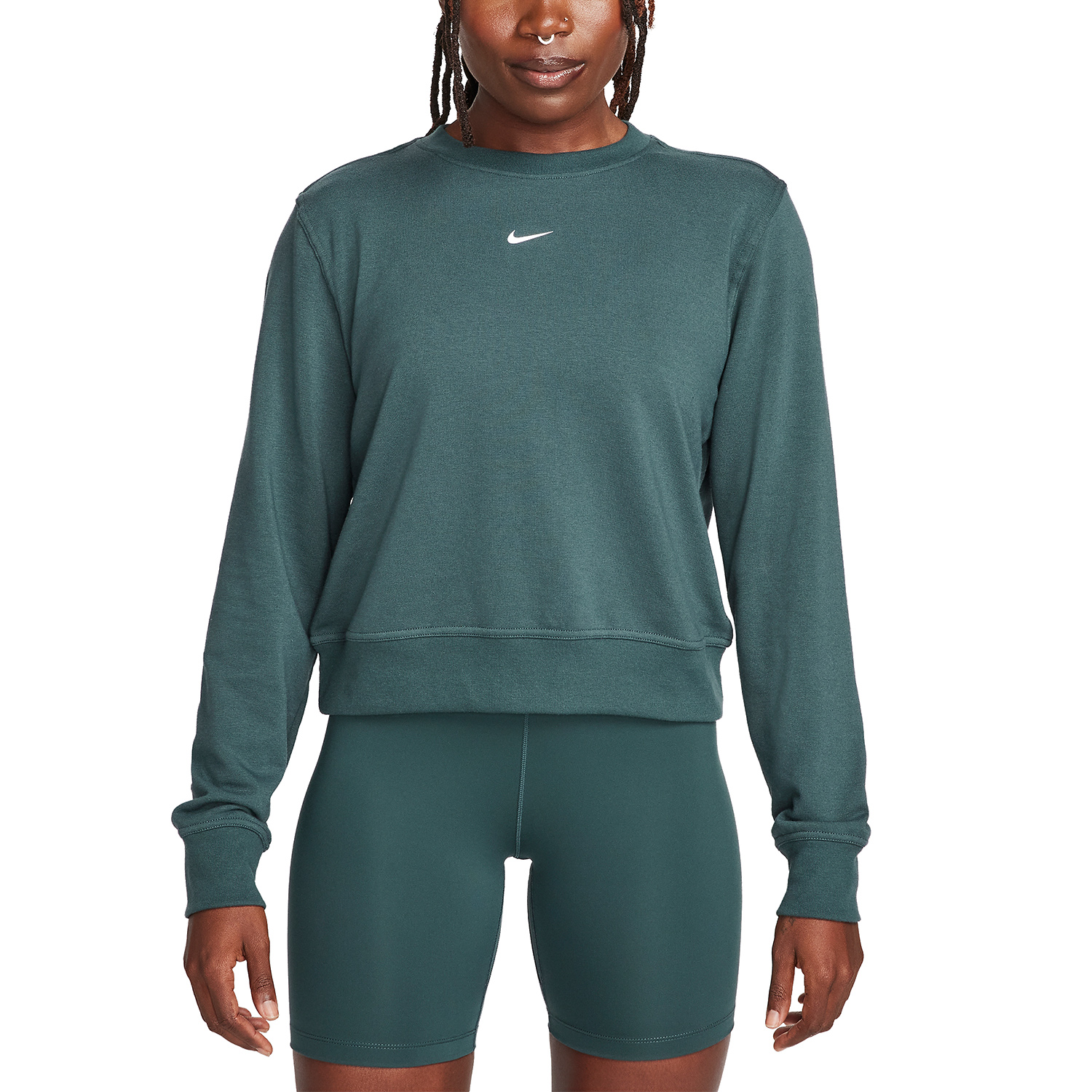 Nike Dri-FIT One Crew Felpa Deep Jungle/White