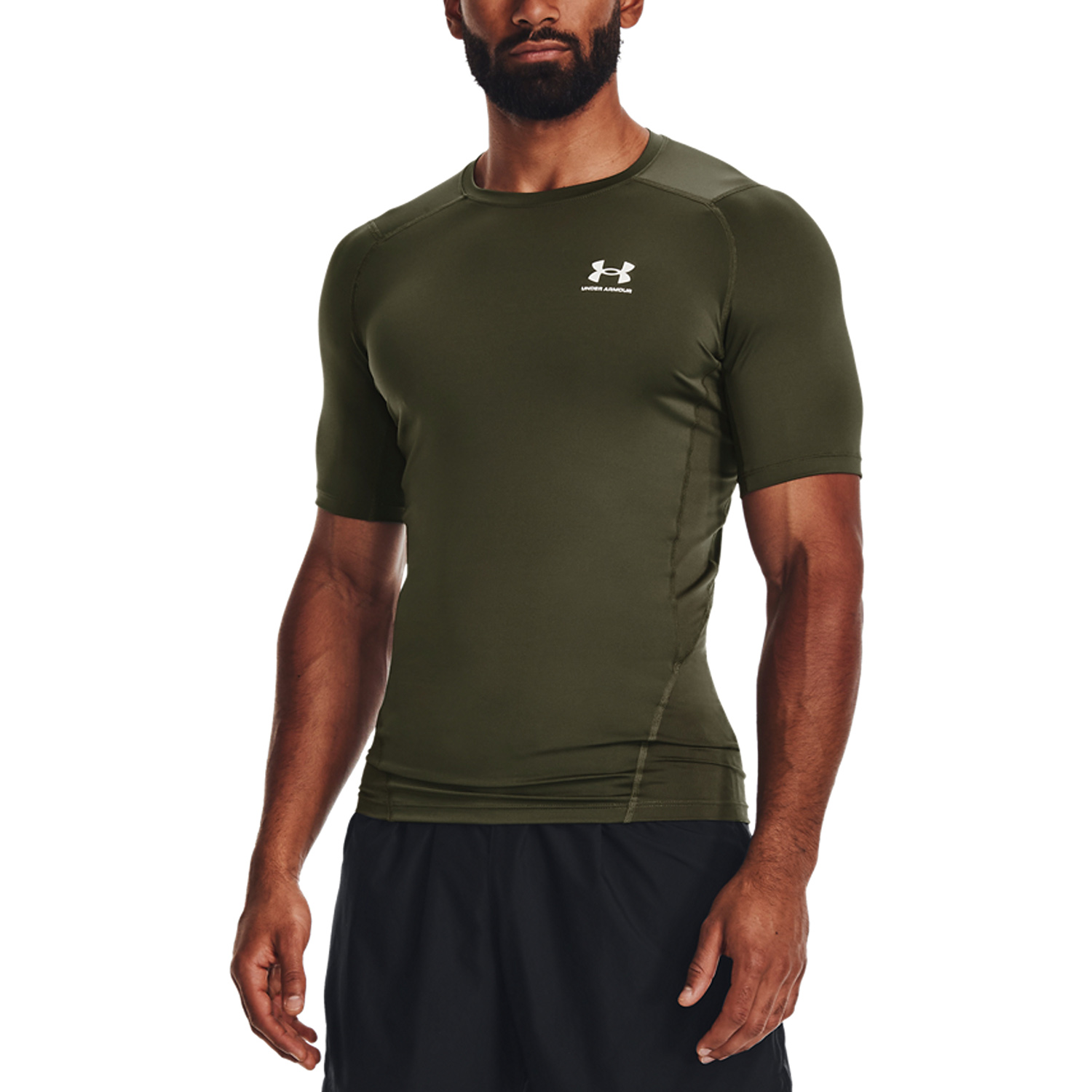 Under Armour HeatGear Compression Logo Maglietta Marine Od Green/Black