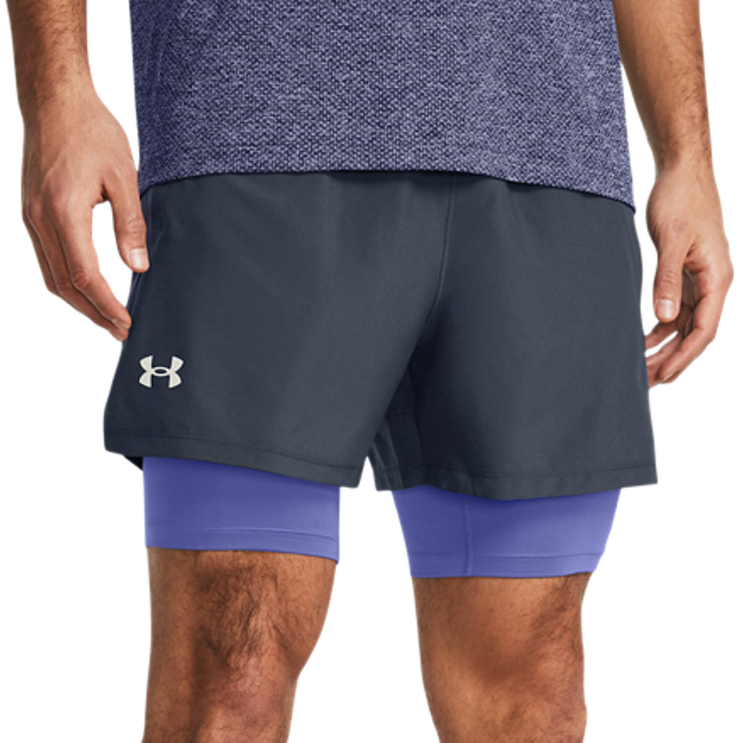 Under Armour Launch 5in 2 in 1 Pantaloncini Downpuor Gray/Starlight/Reflective