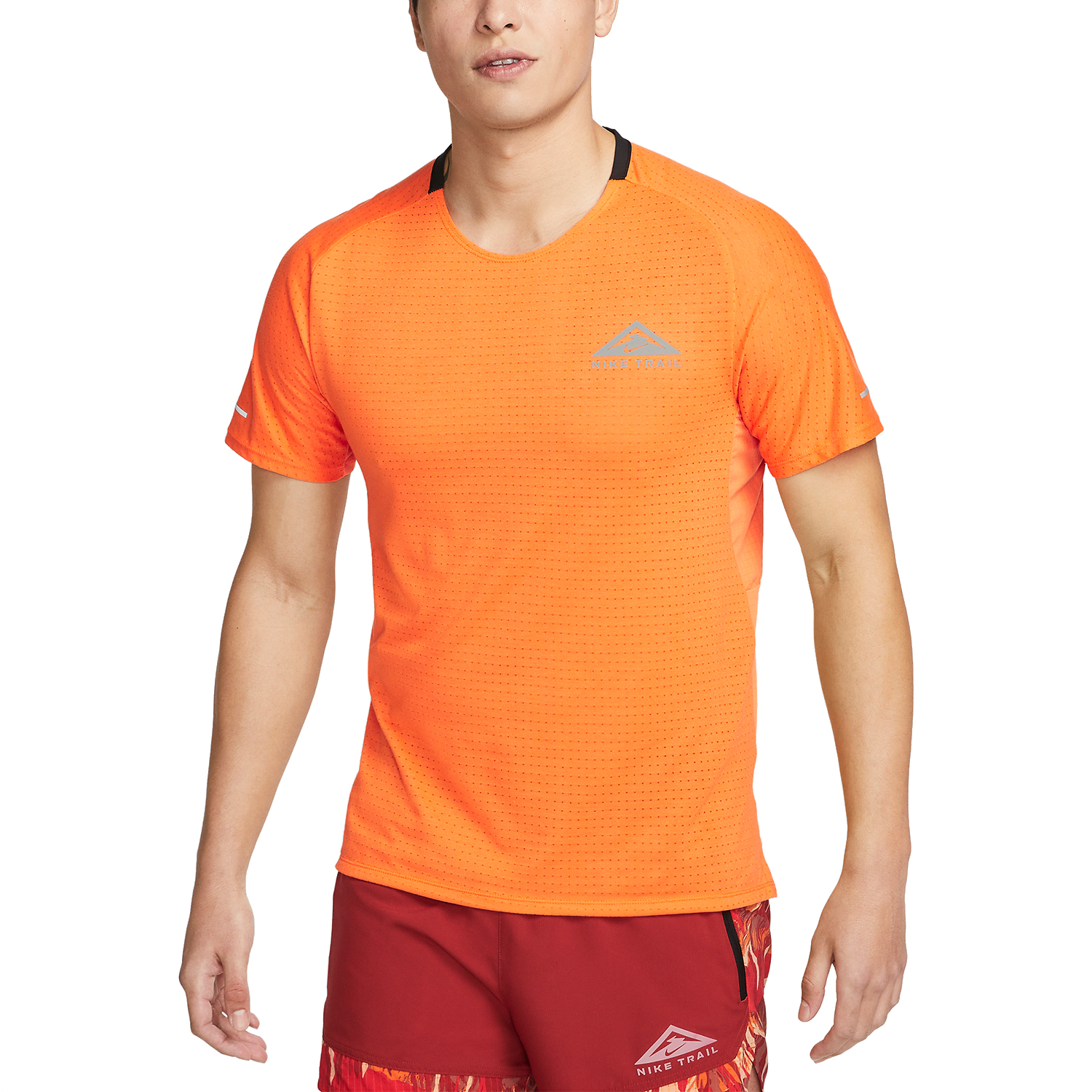 Nike Dri-FIT Solar Chase Maglietta Bright Mandarin/Olive Flak