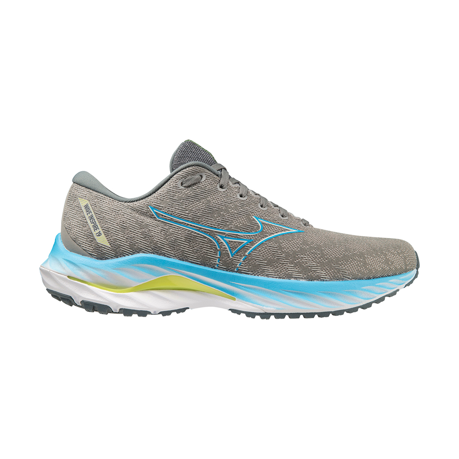 Mizuno Wave Inspire 19 Ghost Gray/Jet Blue/Bolt 2 Neon