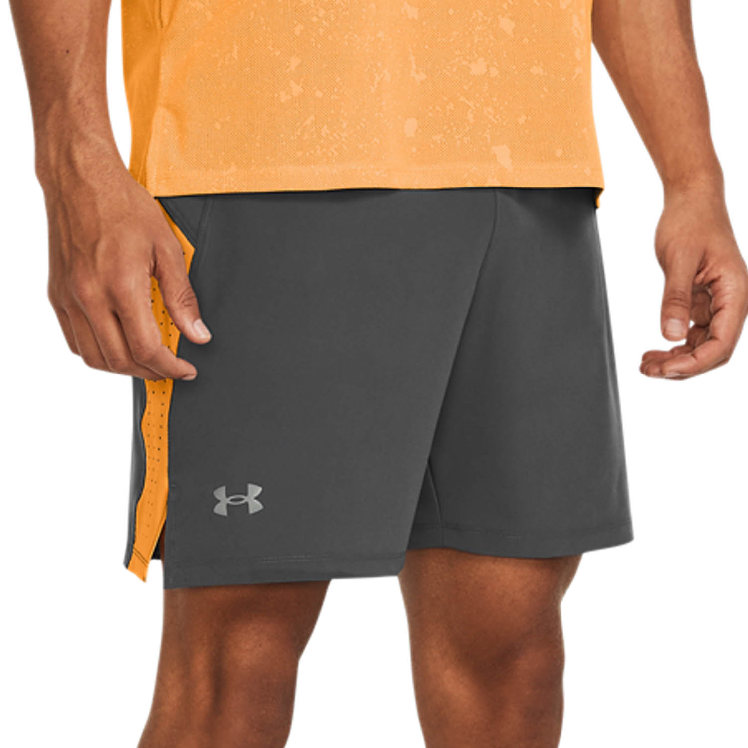 Under Armour Launch Elite 7in Pantaloncini Castlerock/Nova Orange/Reflective