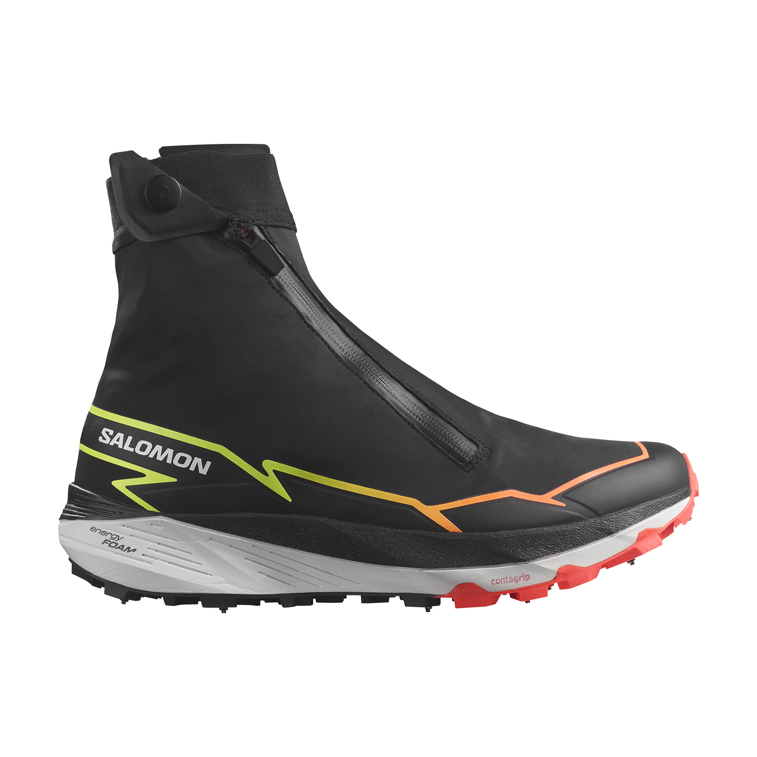 Salomon Winter Cross Spike Black/Fiery Coral/Safety Yellow
