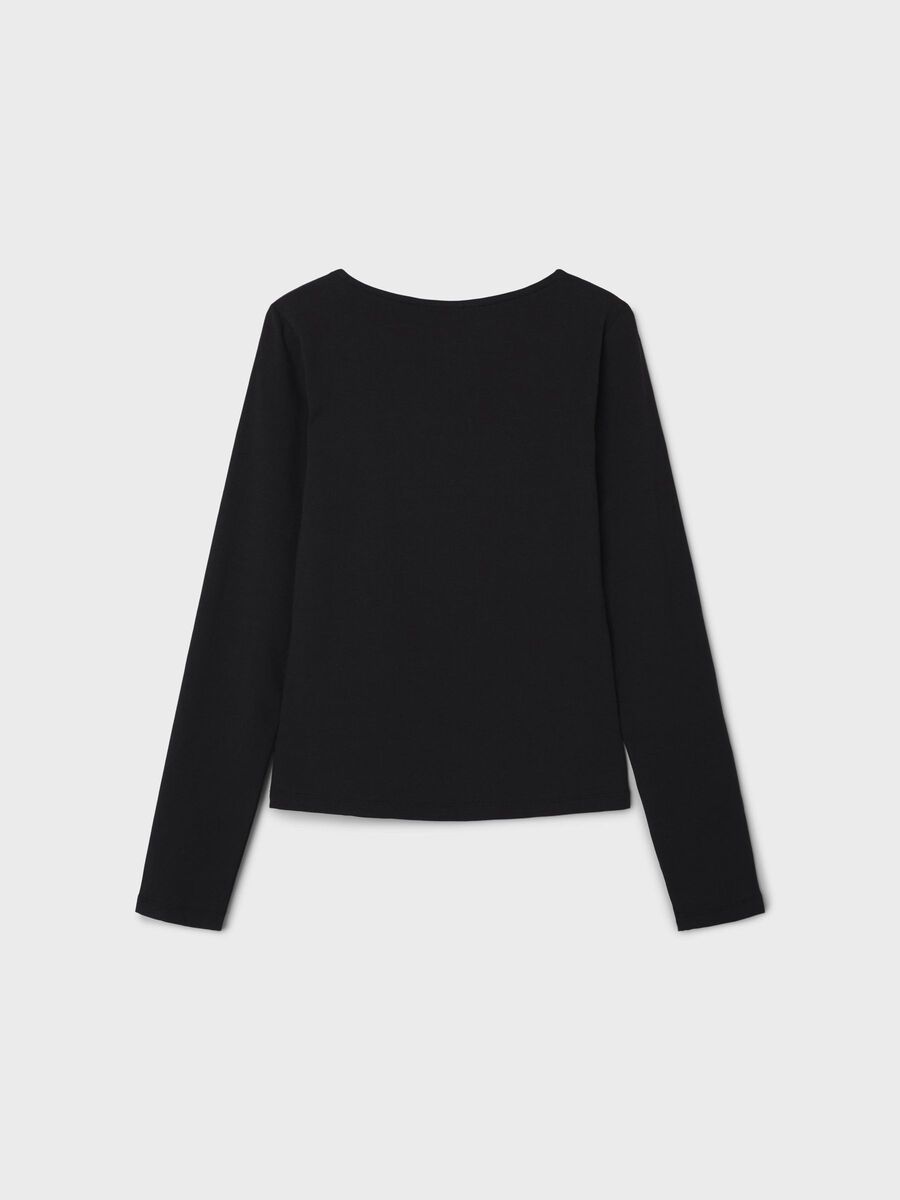 DIEPE RONDE HALS TOP MET LANGE MOUWEN