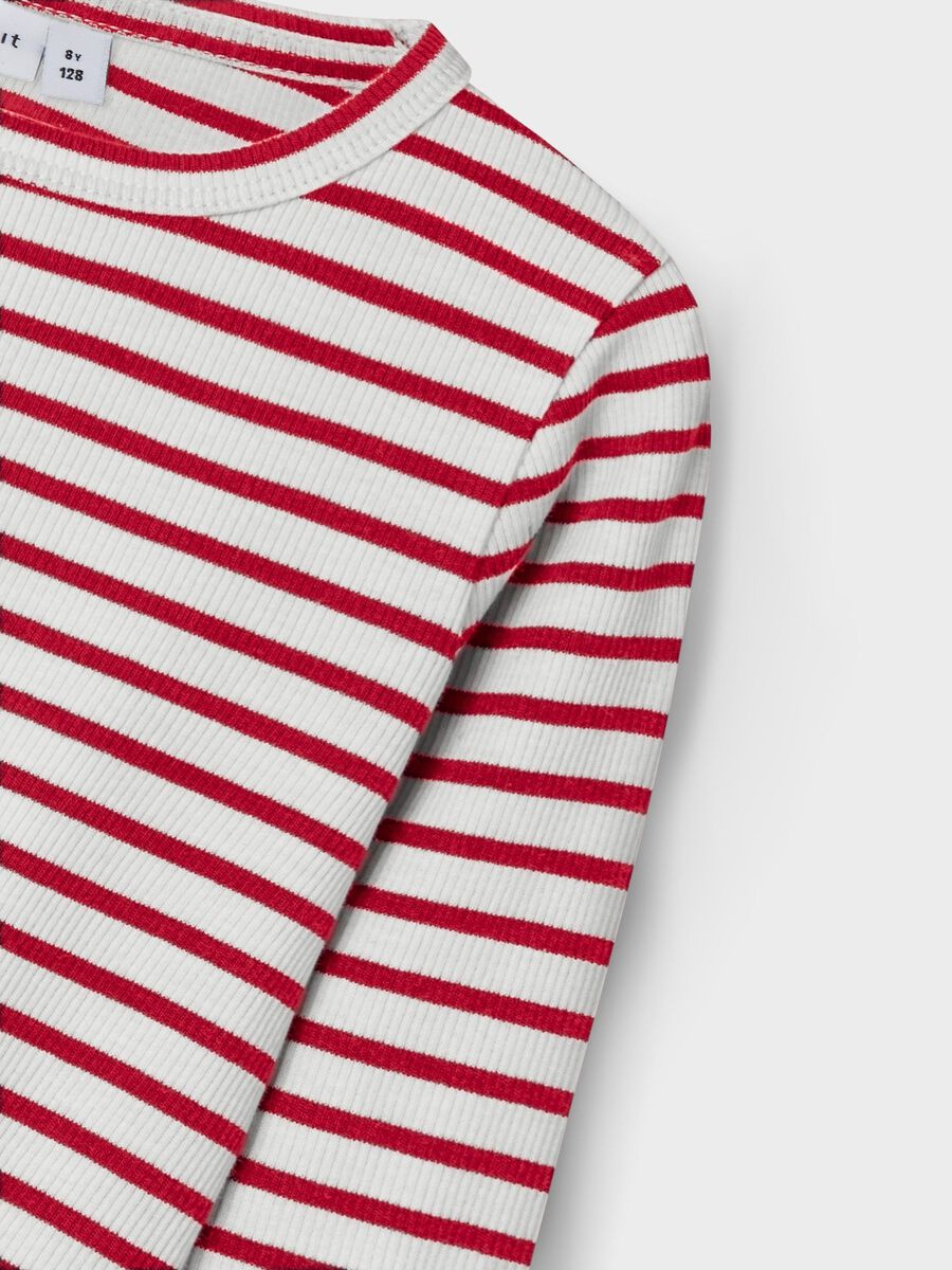 GESTREEPT TOP MET LANGE MOUWEN