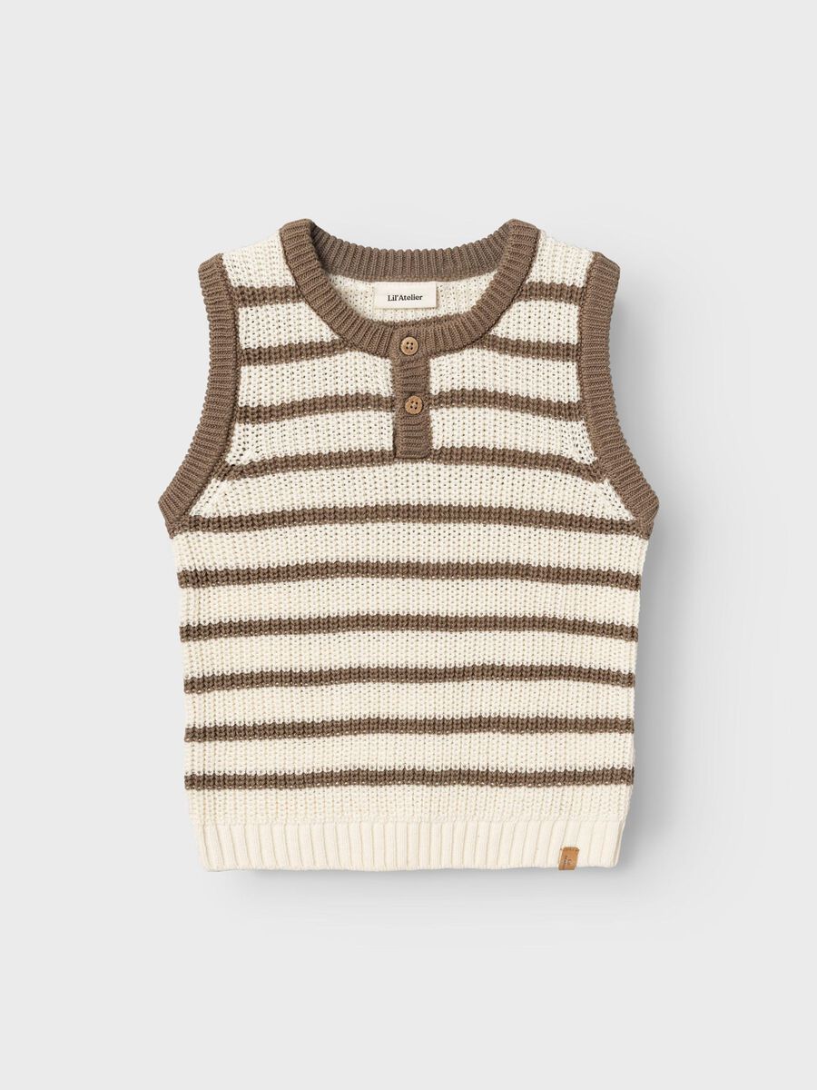 GESTREEPT GEBREID GILET