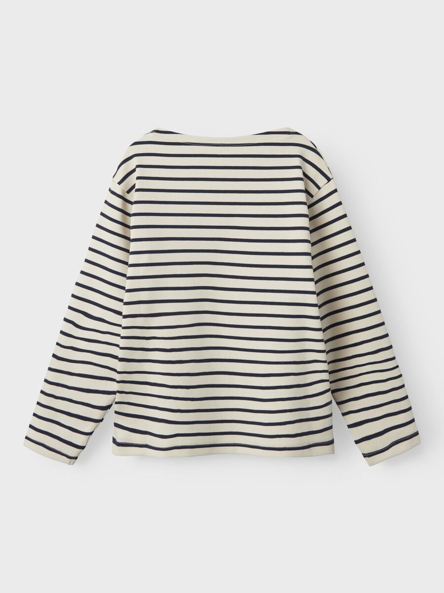 GESTREEPT TOP MET LANGE MOUWEN