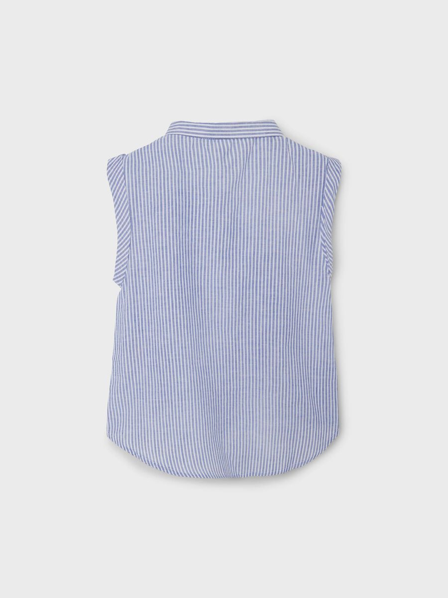 GESTREEPTE MOUWLOOS HEMD