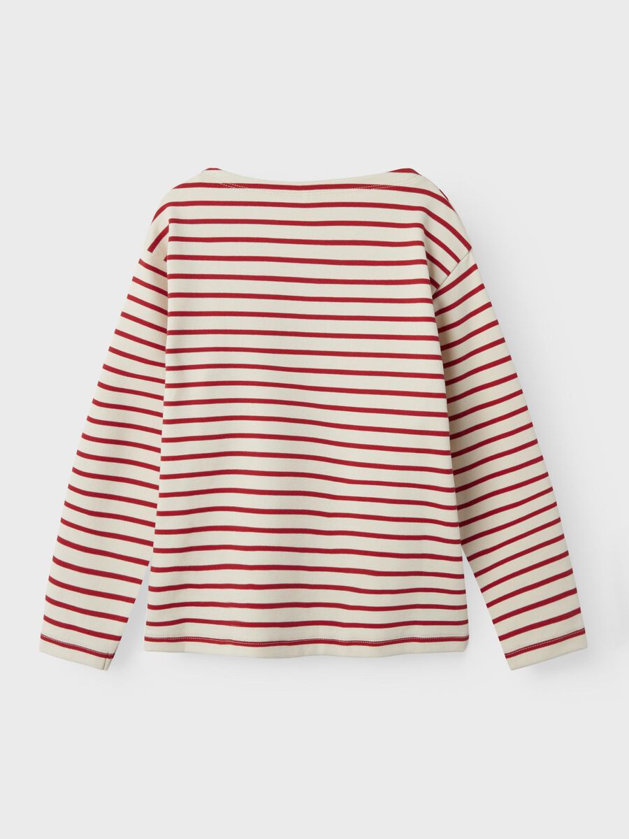GESTREEPT TOP MET LANGE MOUWEN