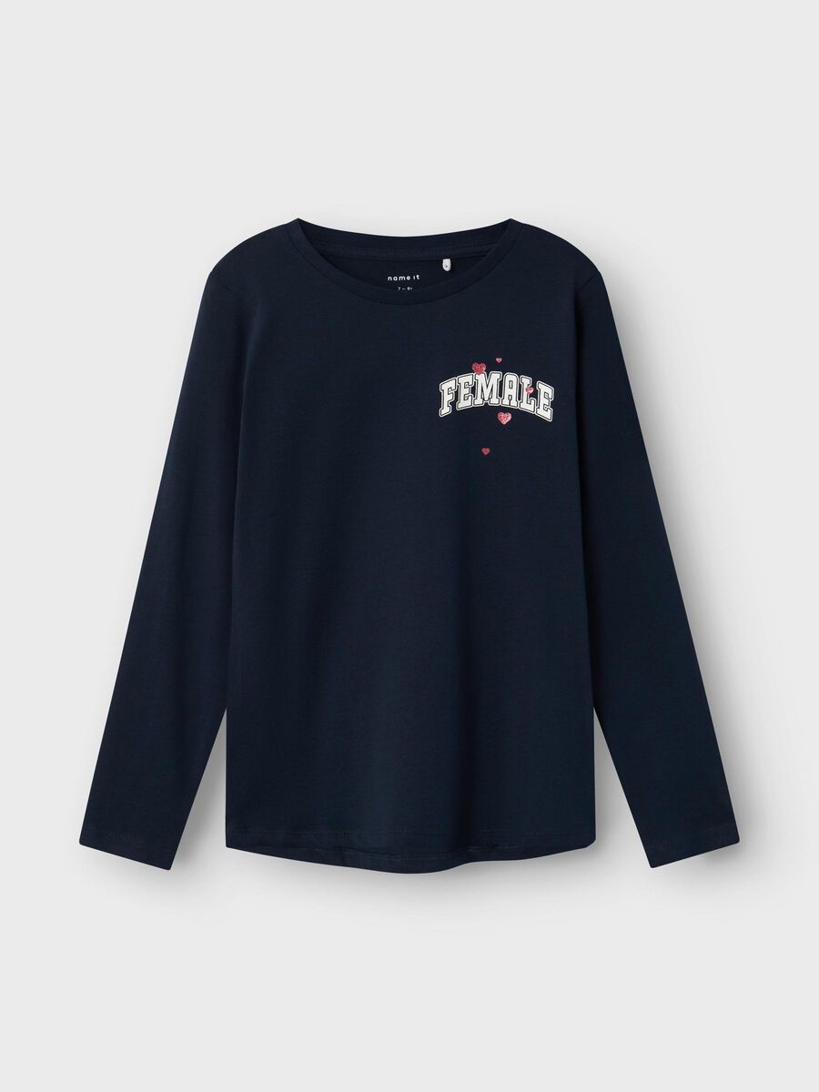 GLITTER PRINT TOP MET LANGE MOUWEN