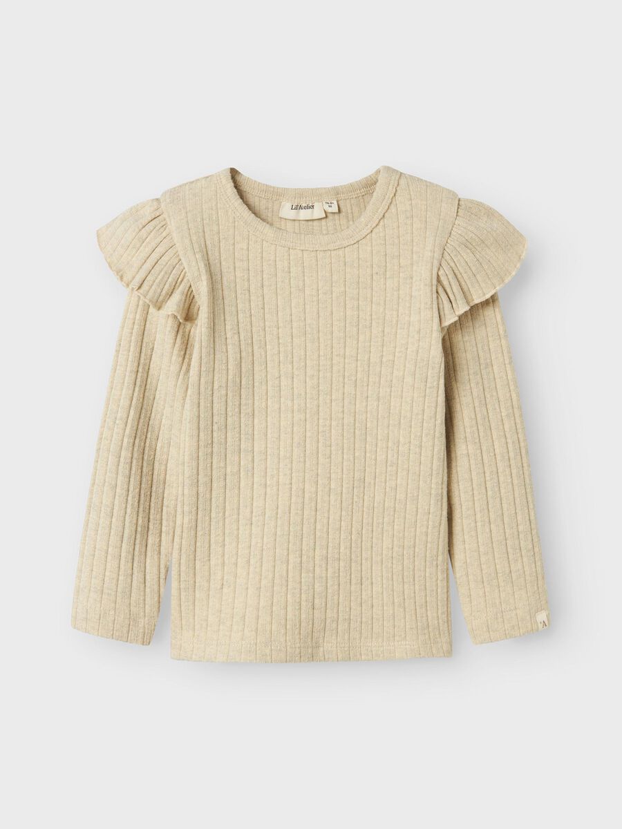 SLIM FIT TOP MET LANGE MOUWEN