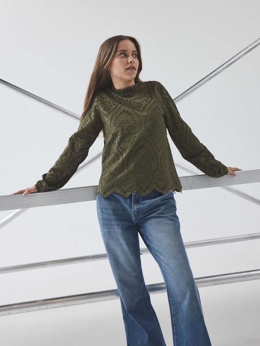 REGULAR FIT TOP MET LANGE MOUWEN