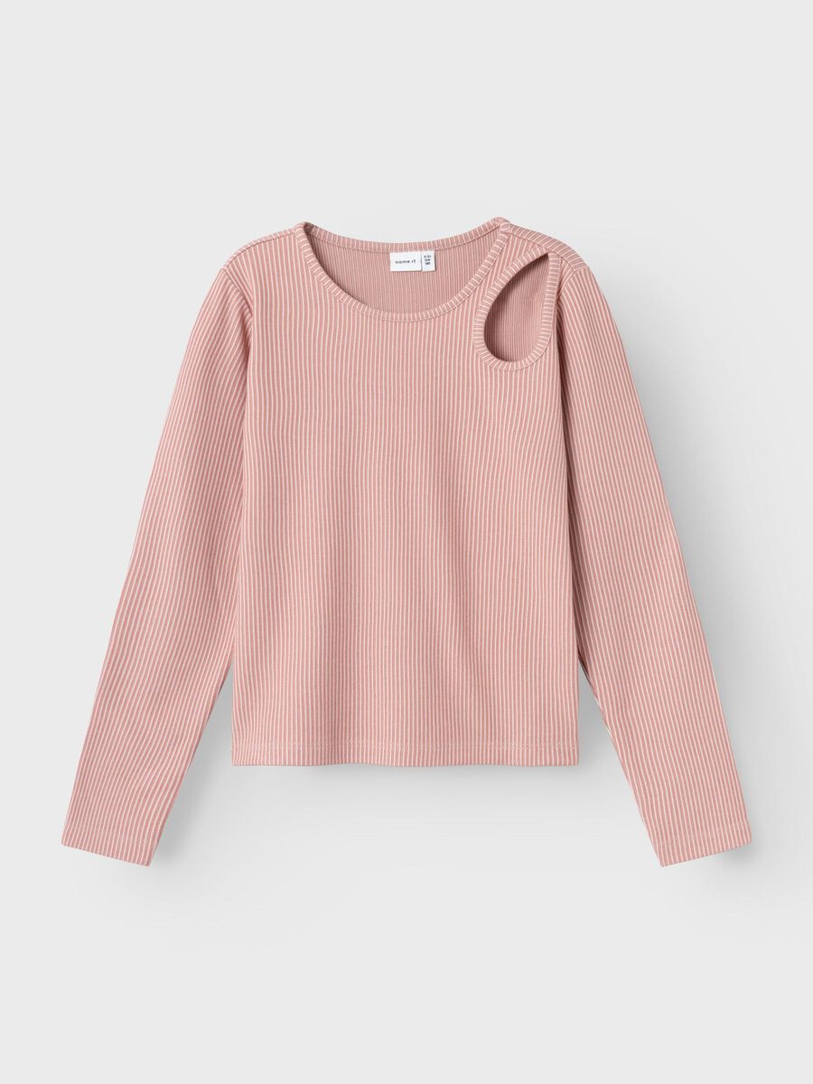 CUT-OUT TOP MET LANGE MOUWEN