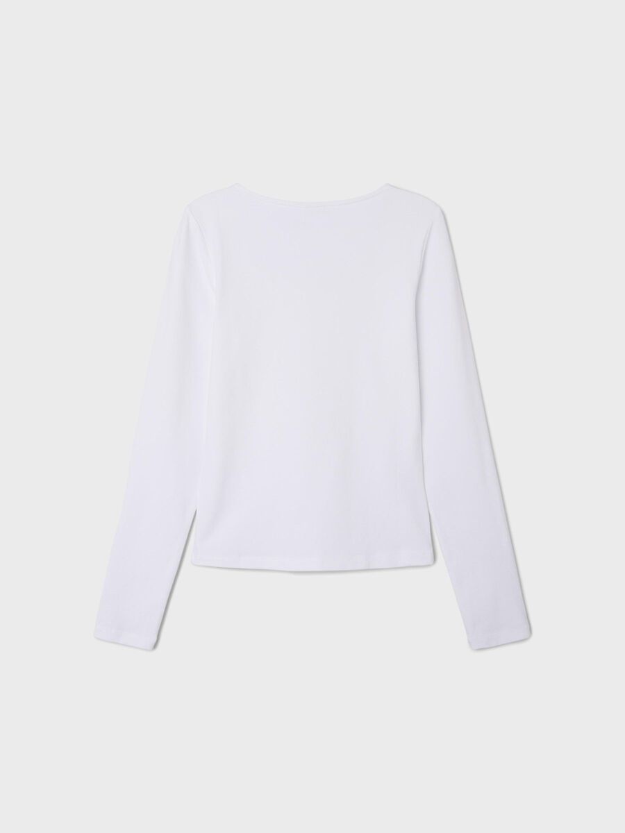 DIEPE RONDE HALS TOP MET LANGE MOUWEN