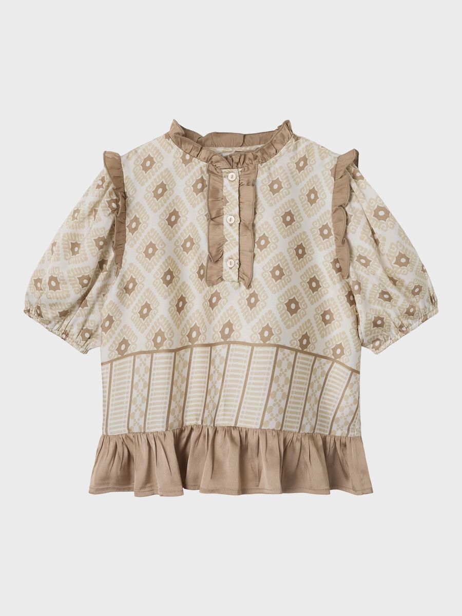 PRINT TOP MET KORTE MOUWEN