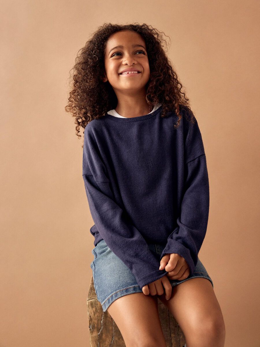 LANGE MOUWEN GEBREIDE TRUI