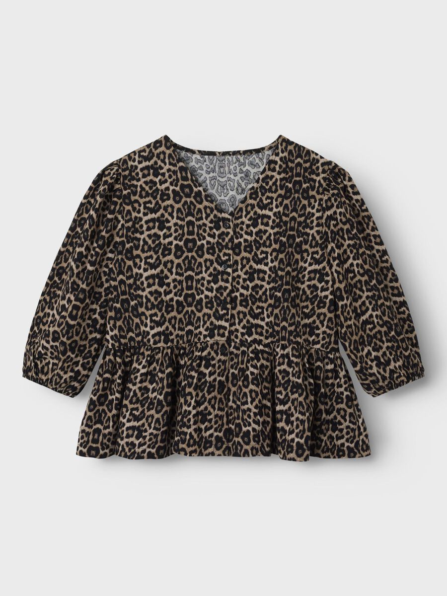 PANTERPRINT TOP MET LANGE MOUWEN