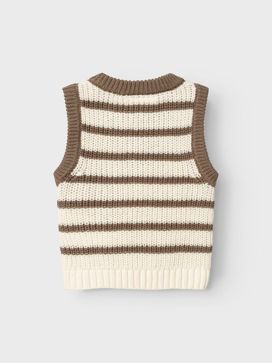 GESTREEPT GEBREID GILET