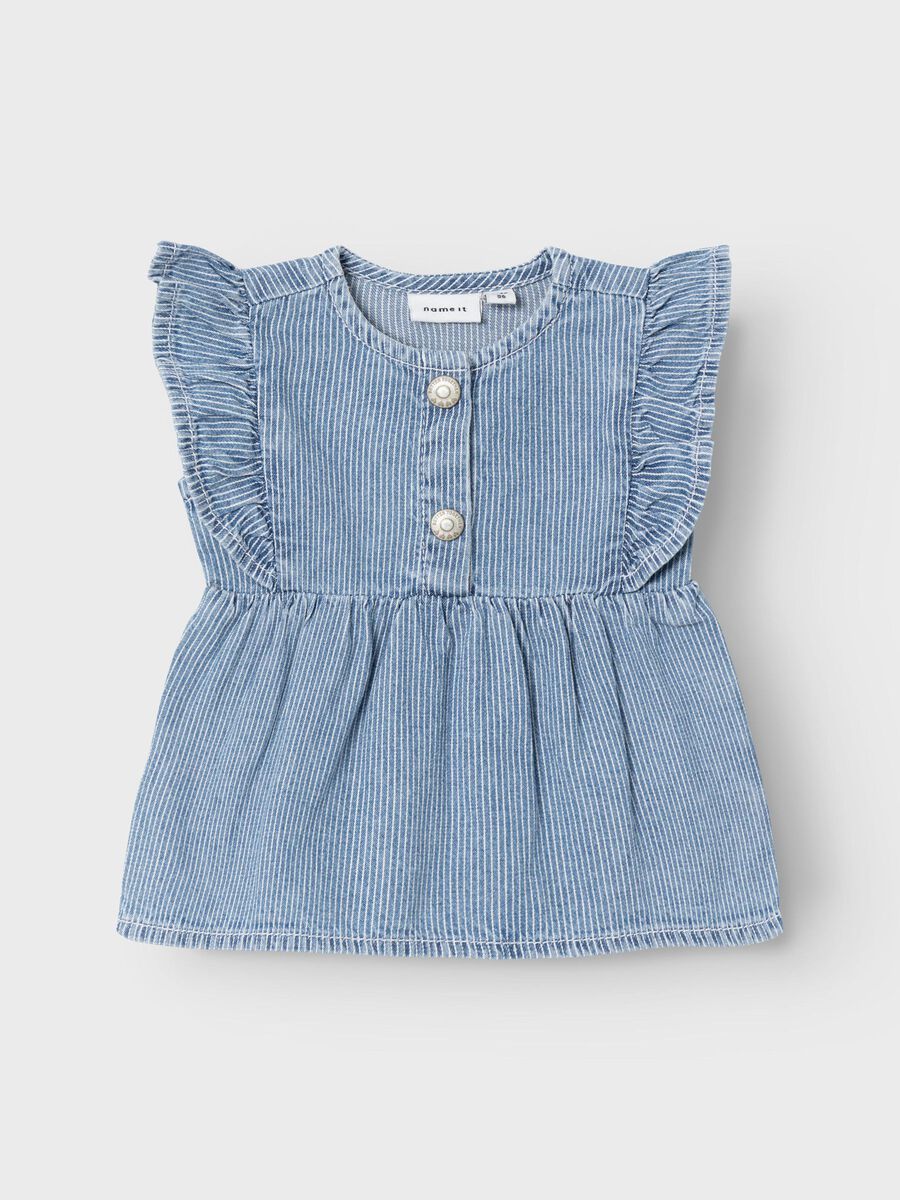 GESTREEPT DENIM TOP