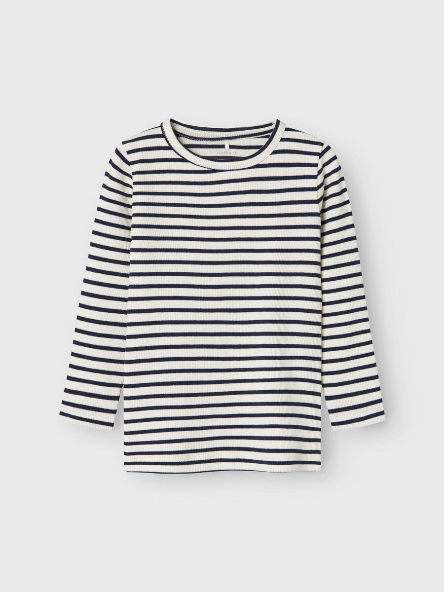 GESTREEPT TOP MET LANGE MOUWEN