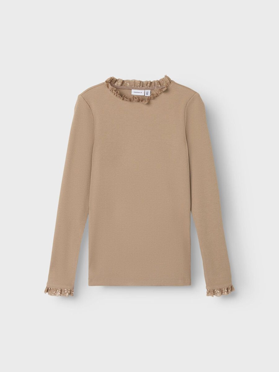 SLIM FIT TOP MET LANGE MOUWEN